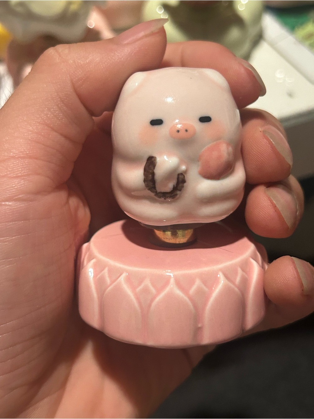Pink Ceramic Pig Small Pet Accessory Figurine